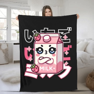Discover Touchy Strawberry Milk Hug Fleece Blankets