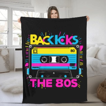 Discover Back to the 80s Retro Cassette Tape Design - Vinta Fleece Blankets