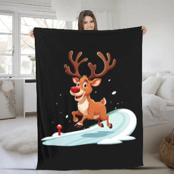 Discover Joyful Reindeer Dashing to Santa's House Fleece Blankets
