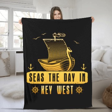 Discover Florida Keys SEAS THE DAY IN KEY-WEST FLORIDA Fleece Blankets