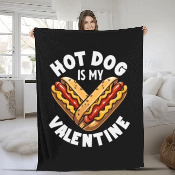 Discover Hot Dog Is My Valentine Fun Love Humor Fleece Blankets