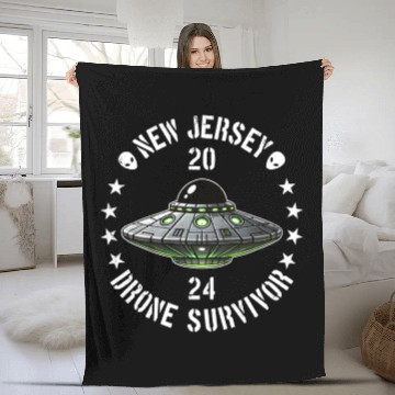 Discover New Jersey Drone Survivor | NJ Drones Aliens UAPs Fleece Blankets