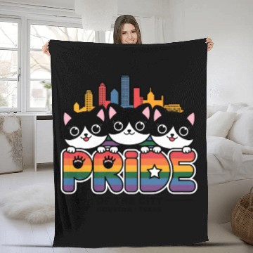 Discover Pride of Houston City Texas USA Rainbow Flag Fleece Blankets
