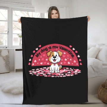 Discover My Dog is My Valentine – Cute Dog Lover Fleece Blankets