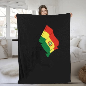 Discover Flag Bolivia woman running Fleece Blankets