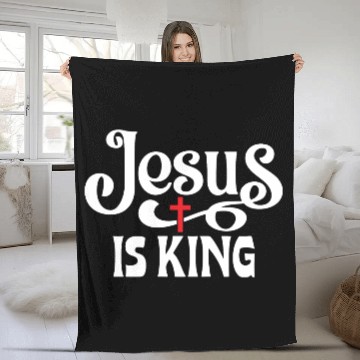 Discover Jesus Is King Love Jesus Christian Christmas Fleece Blankets