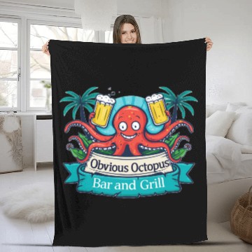 Discover Obvious Octopus Bar and Grill Fleece Blankets