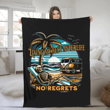 Discover Living my best afterlife. No regrets. Fleece Blankets