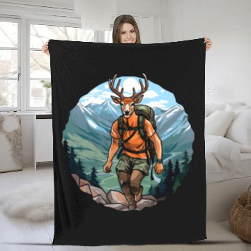Discover Deer hiking / mountaineering deer Fleece Blankets