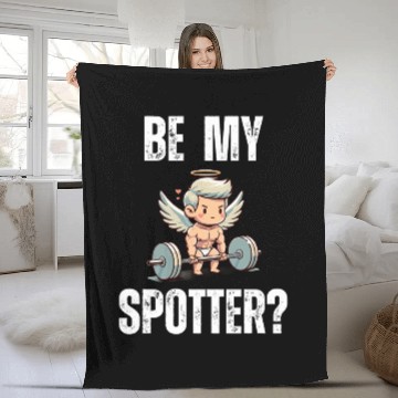 Discover Be my spotter? funny Valentine's day muscle cupid Fleece Blankets