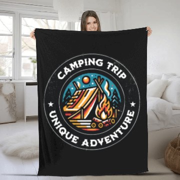 Discover Camping Trip Young Adventures Fleece Blankets