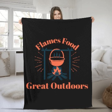 Discover flames food great outdoors Fleece Blankets