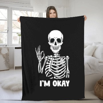 Discover Funny face Skeleton Am Ok desgin Fleece Blankets