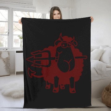 Discover Sheep Devil Satan Hell Evil Trident Horns Cool Fun Fleece Blankets