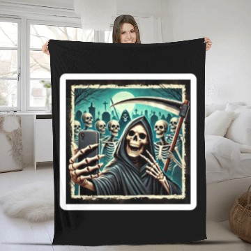 Discover Death Selfie Fleece Blankets