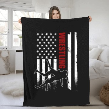 Discover Retro American Wrestling Apparel US Flag Wrestling Fleece Blankets