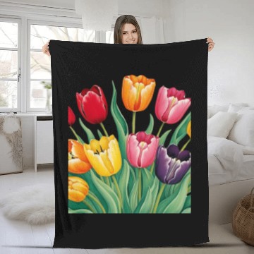 Discover Flowerful Tulips T shirrt Fleece Blankets