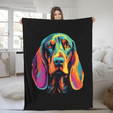 Discover Watercolor Colorful Black And Tan Coonhound Fleece Blankets