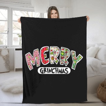 Discover Merry Grin Happy Christmas Fleece Blankets