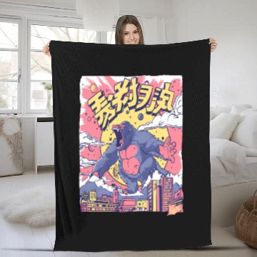 Discover Kaiju Gorilla – Neon City Rampage Fleece Blankets