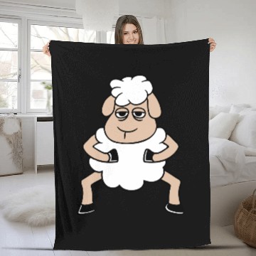 Discover Sheep Tired Bored Look Standing Cute Cool Cartoon Fleece Blankets