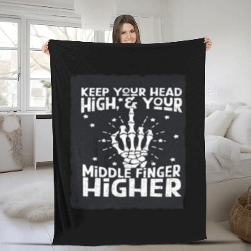 Discover Middle Finger Higher Fleece Blankets