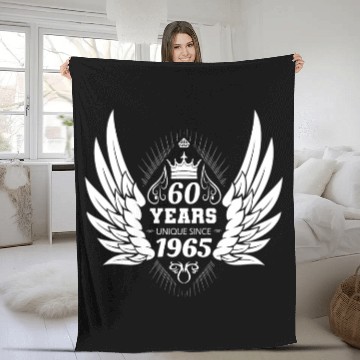 Discover 60 Years Unique Angel Wings Crown Fleece Blankets