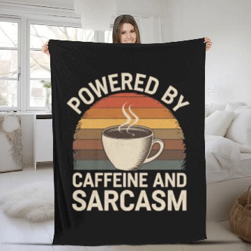 Discover Powered By Caffeine and Sarcasm 4 Fleece Blankets