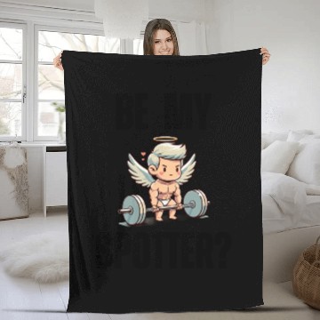 Discover Be my spotter? funny Valentine's day muscle cupid Fleece Blankets