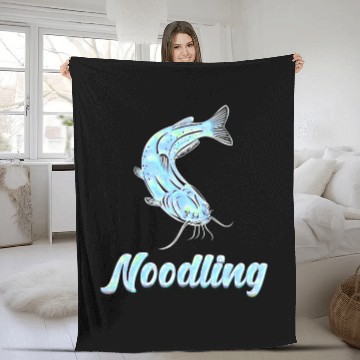 Discover Catfish Fishing Waller Fish Noodler Flathead Fleece Blankets