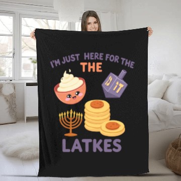 Discover I'm Just Here for the Latkes Fun Hanukkah Vibes Fleece Blankets