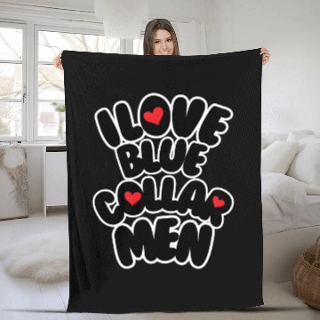 Discover i love blue collar men Fleece Blankets