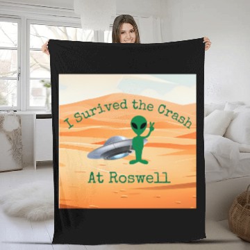 Discover I Survived the Crash at Roswell in Desert Fleece Blankets