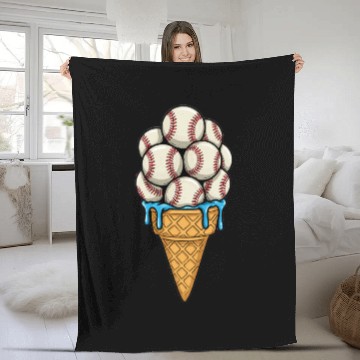 Discover Baseball Ice Cream Cone Fleece Blankets