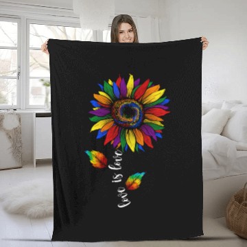 Discover Rainbow Sunflower Love Is Love LGBT Pride Fleece Blankets