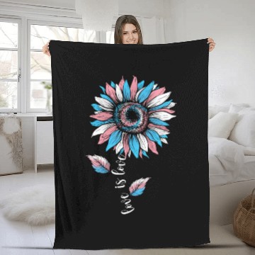 Discover Rainbow Sunflower Love Is Love LGBT Pride Fleece Blankets