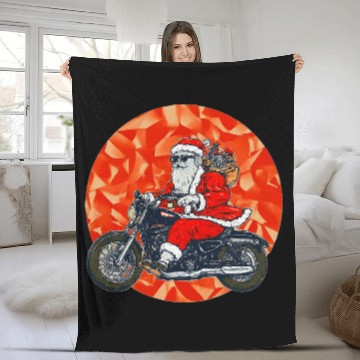 Discover Santa Claus on Motorcycle Christmas , Cool Santa Fleece Blankets
