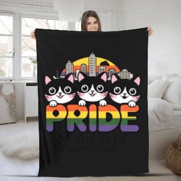 Discover Pride of Austin City Texas USA Rainbow Flag Fleece Blankets