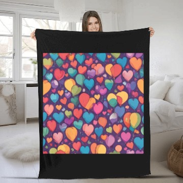 Discover Hearts and balloon design in multiple colors Fleece Blankets
