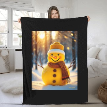 Discover Yellow Snowman Fleece Blankets