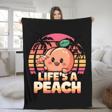 Discover Life's a Peach | Cute Peach Design Fleece Blankets
