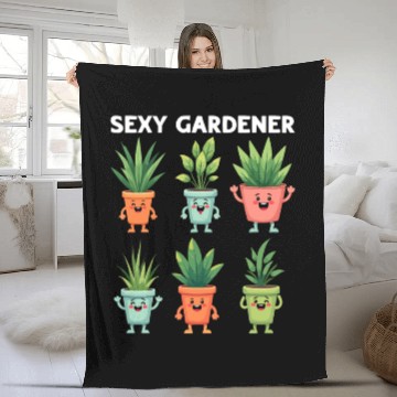 Discover Plant Lover Funny Gardening - Sexy Gardener Fleece Blankets