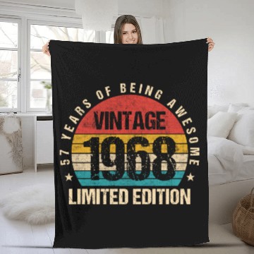 Discover Vintage 1968 Limited Edition 57th Birthday Gift Fleece Blankets