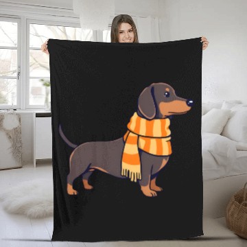 Discover Dachshund in Winter Fleece Blankets