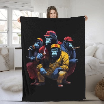 Discover Monkey street gang Fleece Blankets