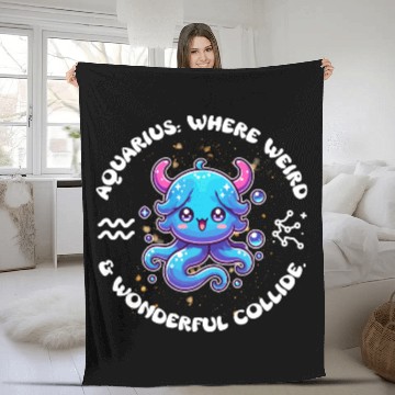 Discover Aquarius: Where Weird and Wonderful Collide Zodiac Fleece Blankets