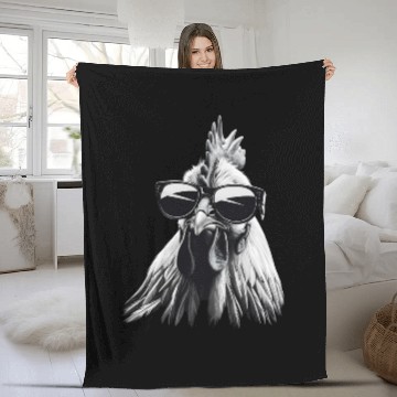 Discover Cool Sunglasses Rooster Funny Farm Animal Lovers Fleece Blankets