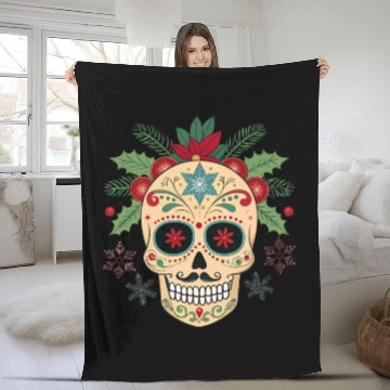 Discover Holiday Sugar Skull Fleece Blankets