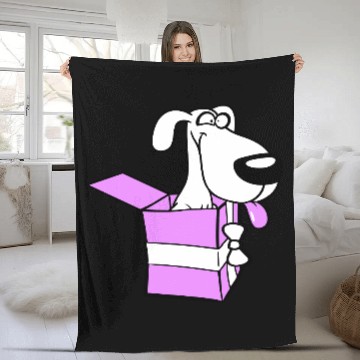 Discover Dog Pet Gift Box Funny Crazy Surprise Fun Puppy Fleece Blankets