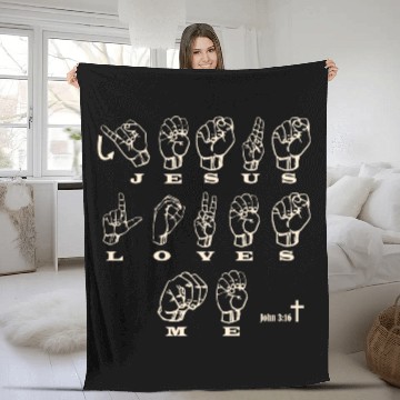 Discover ASL Sign Language, Jesus Loves Me, John 3:16 Fleece Blankets